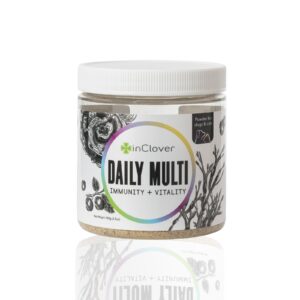 inclover daily multi cat & dog vitamin - canine & feline vitality powder - immunity boost with organic blueberry, seaweed, turkey tail mushroom & postbiotic fibers - critical immune defense supplement