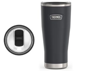 thermos icon series stainless steel cold tumbler with slide lock, 24 ounce, granite