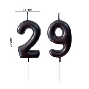 2.36" 29th 92nd Number Candles Birthday Gifts for Women Men Birthday Decorations Birthday Candles Numbers Happy Birthday Candles for Cake 2 Candle for Women for Men (Black)