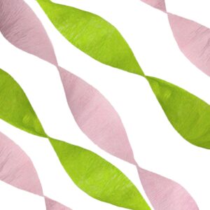 K-Kraft USA-Made Hanging Decorative Crepe Paper Streamers for Birthday, Party, Holiday, School, Wedding, Shower, or Graduation (Pink and Green)