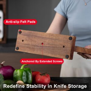 Magnetic Knife Holder - KUCHEASY Double Sided Magnetic Knife Block Without Knives - Wooden Universal Knife Stand Strong Enhanced Magnets -Knife Display Rack for Kitchen Counter Multifunctional Storage