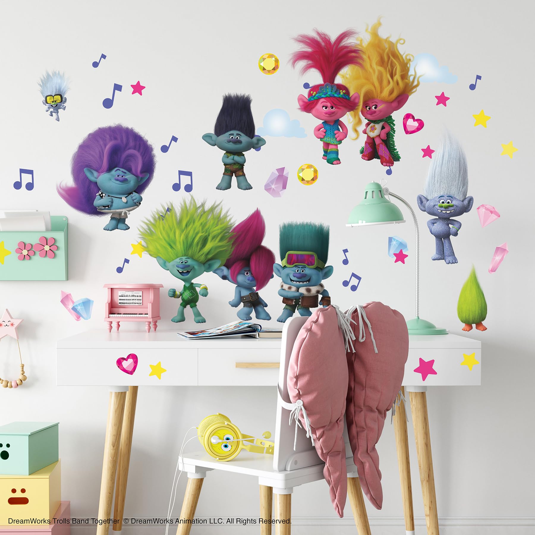 DreamWorks Trolls 3 Band Together with Glitter Wall Decal by RoomMates, RMK5435SCS