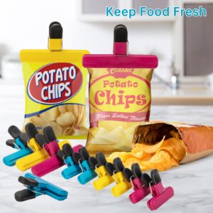 Chip Clips, 9 Pack Food Clips, Large Bag Clips for Food Storage, Snack Clips with Air Tight Seal Grip (3 x L, 6 x S)