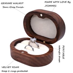 JYCMMFC Ring Box for Proposal Engagement Wedding Day, Handmade Wooden Rustic Ring Holder Ring Storage Box Stocking Stuffers Her Valentine's Day Christmas Thanksgiving Gift (2 Slots White)