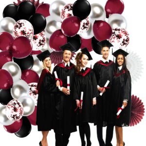 Graduation Decorations Maroon Black 2024/Burgundy Black Graduation Party Decorations/Maroon Black Balloons 60Pcs Burgundy Black Maroon Birthday Party Decorations