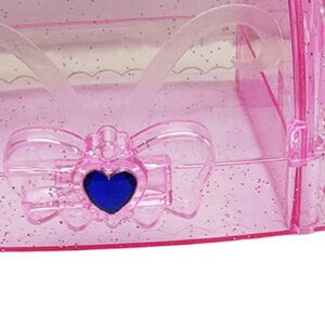 ＫＬＫＣＭＳ Multipurpose Storage Box Sewing Box Organizer, Art Craft Display Case Hair Accessory, Storage Case for Tools Sewing Hair, Clear and Pink