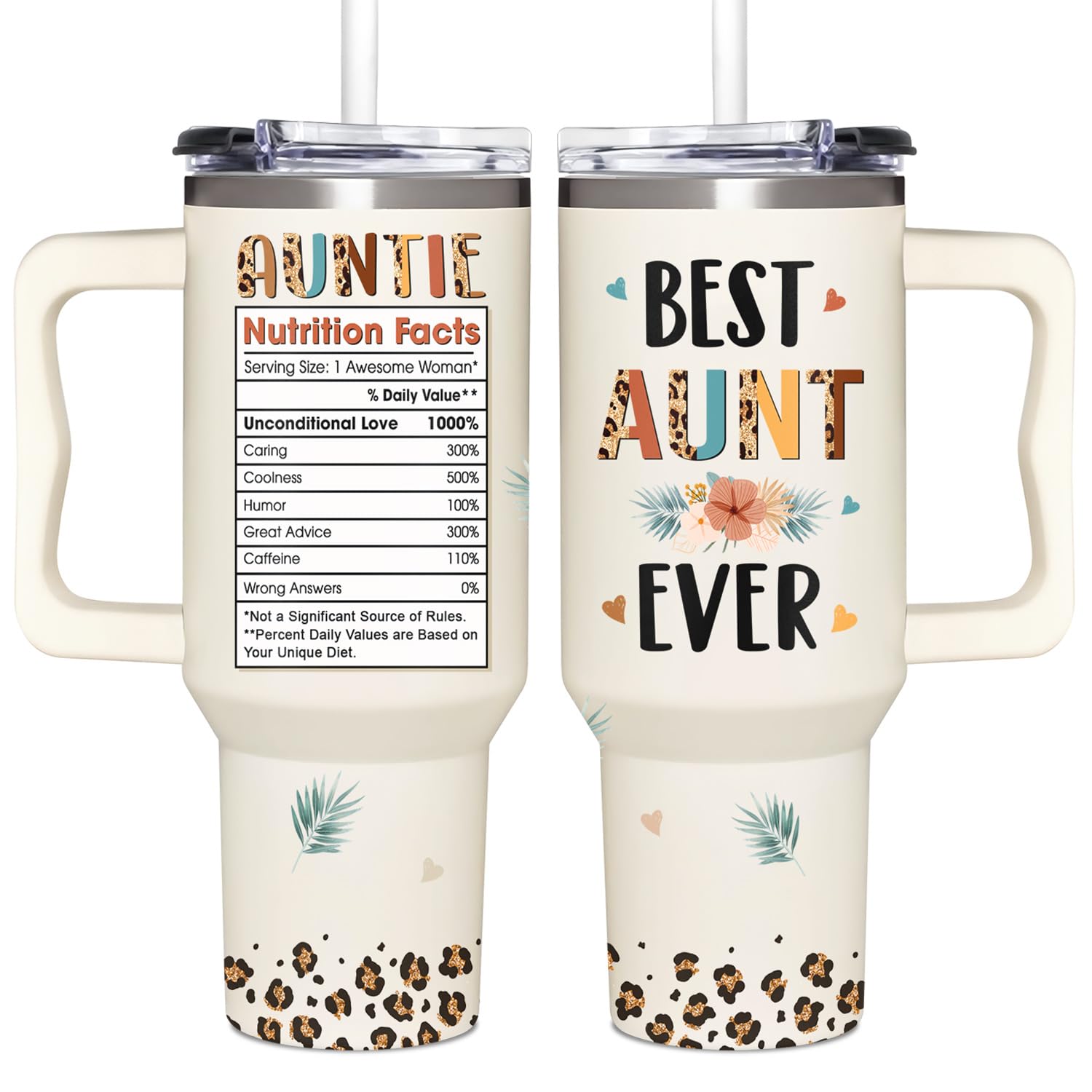 AT2Z GLOBAL Gifts for Aunt, Auntie Gifts - Aunt Gifts from Niece, Nephew - Christmas Gifts for Aunt,Birthday Gift, Mothers Day Gifts for Auntie - Gifts for New Aunt - 40oz Tumbler With Handle & Straw