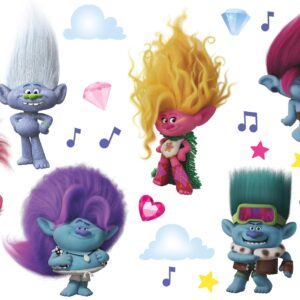 DreamWorks Trolls 3 Band Together with Glitter Wall Decal by RoomMates, RMK5435SCS