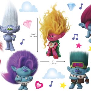 DreamWorks Trolls 3 Band Together with Glitter Wall Decal by RoomMates, RMK5435SCS