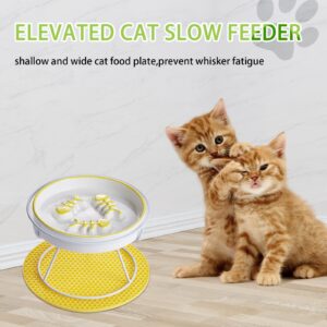 Ceramic Cat Slow Feeder,Cat Bowl for Indor Cat,Elevated Cat and Dog Slow Feeder Bowl for Food and Watter,Cat Dish,Cat Plate for Dry and Wet Food Whisker Friendly,Cat Feeding &Watering Supplies