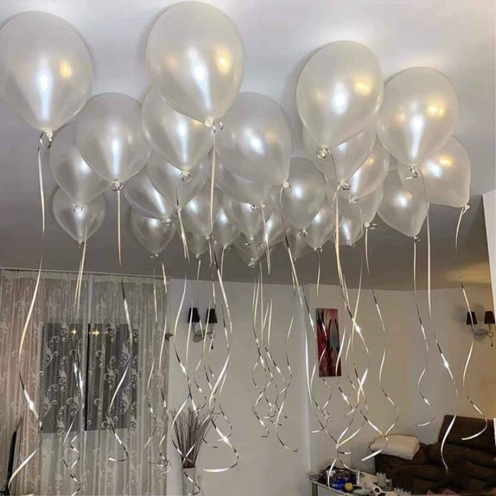 12 inch Pearl White Latex Balloons, 60 pcs Thick Pearl White Balloons for Party Decorations (12inch Pearl white)