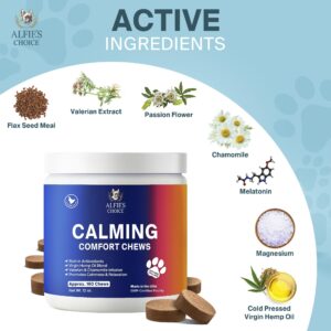 ALFIE'S CHOICE Dog Calming Chews - Dog Anxiety Relief Stress & Separation Support - Pet Hemp Calming Chews for Dogs All Breeds - Calming Dog Treats Soft Chews - 12 oz, Appx 160 Count