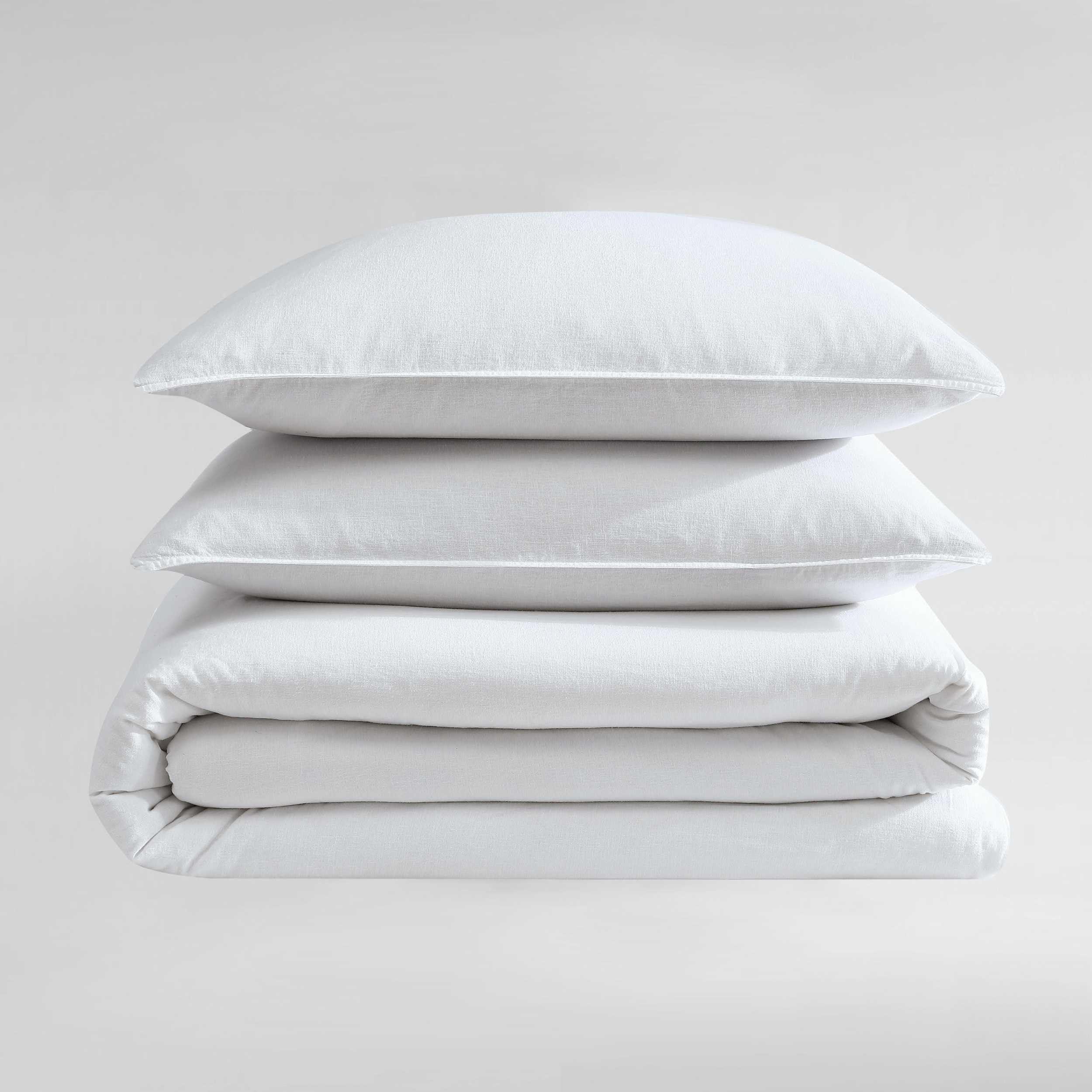 Calvin Klein - Queen Duvet Cover Set, Soft Linen Blend Bedding, Pre-Washed Home Decor for Extra Softness (Soft Linen White, Queen)