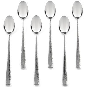 hudson essentials hammered iced tea spoons, 18/10 stainless steel long handle spoons for stirring cocktails, tea, coffee, set of 6