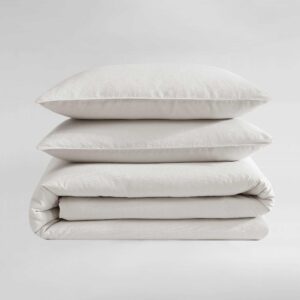 Calvin Klein - Queen Duvet Cover Set, Soft Linen Blend Bedding, Pre-Washed Home Decor for Extra Softness (Soft Linen Off-White, Queen)