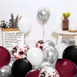 Graduation Decorations Maroon Black 2024/Burgundy Black Graduation Party Decorations/Maroon Black Balloons 60Pcs Burgundy Black Maroon Birthday Party Decorations