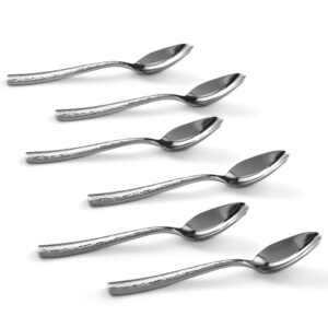 Hudson Essentials Hammered Demitasse Espresso Spoons, 4.6-inch Mini Coffee Spoons, 18/10 Stainless Steel Small Spoons for Dessert, Coffee, Tea, Set of 6