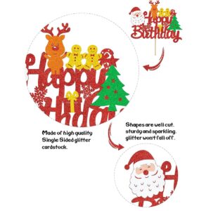 Christmas Birthday banner Merry Birthday Christmas Banner Decorations Red Green Glitter Christmas Xmas Tree Decorations Birthday Cake Toppers Decoration Baby Shower Vacation Holiday Party Decorations