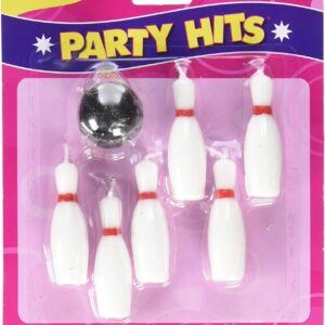 Bowling Pins and Ball Birthday Cake Candles - 7 pc