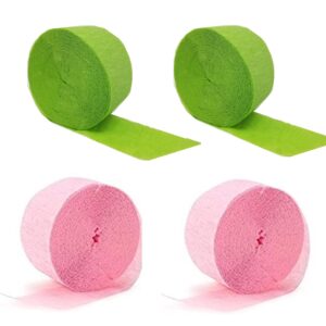 K-Kraft USA-Made Hanging Decorative Crepe Paper Streamers for Birthday, Party, Holiday, School, Wedding, Shower, or Graduation (Pink and Green)