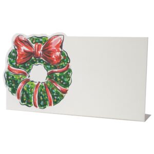 christmas holiday place setting cards - party seating placement cards pack of 12 - holiday wreath