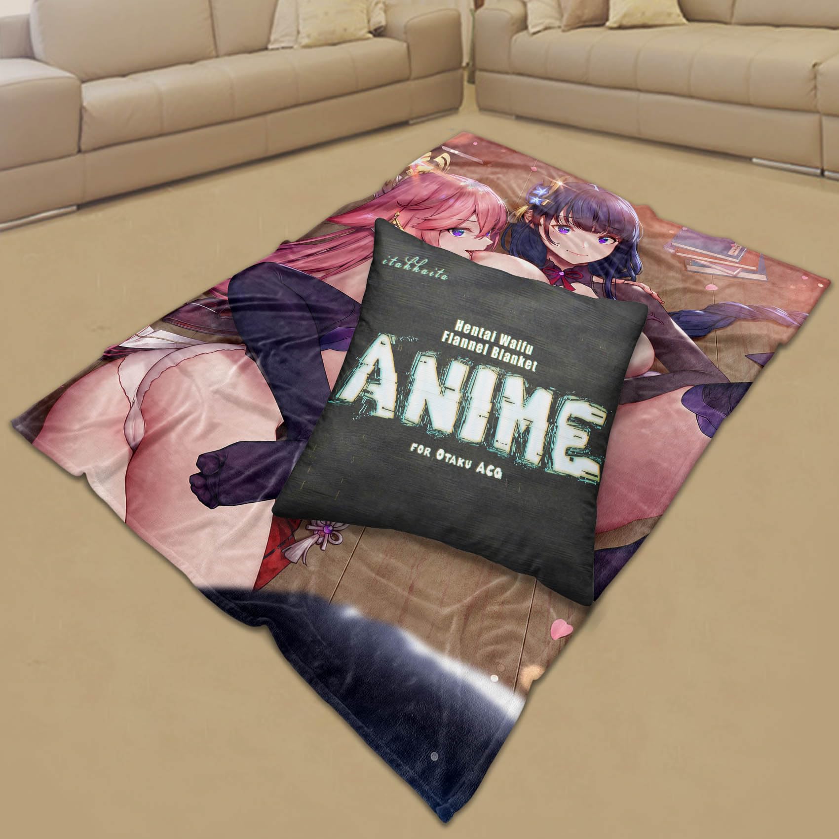 itakkaito Anime Girl Hentai Blankets, Lewd Waifu Ass Oppai Soft Warmer Throw Blankets for All Season, Lightweight Microfiber Flannel Blanket for Home Bed, Sofa & Dorm, 40x50inch