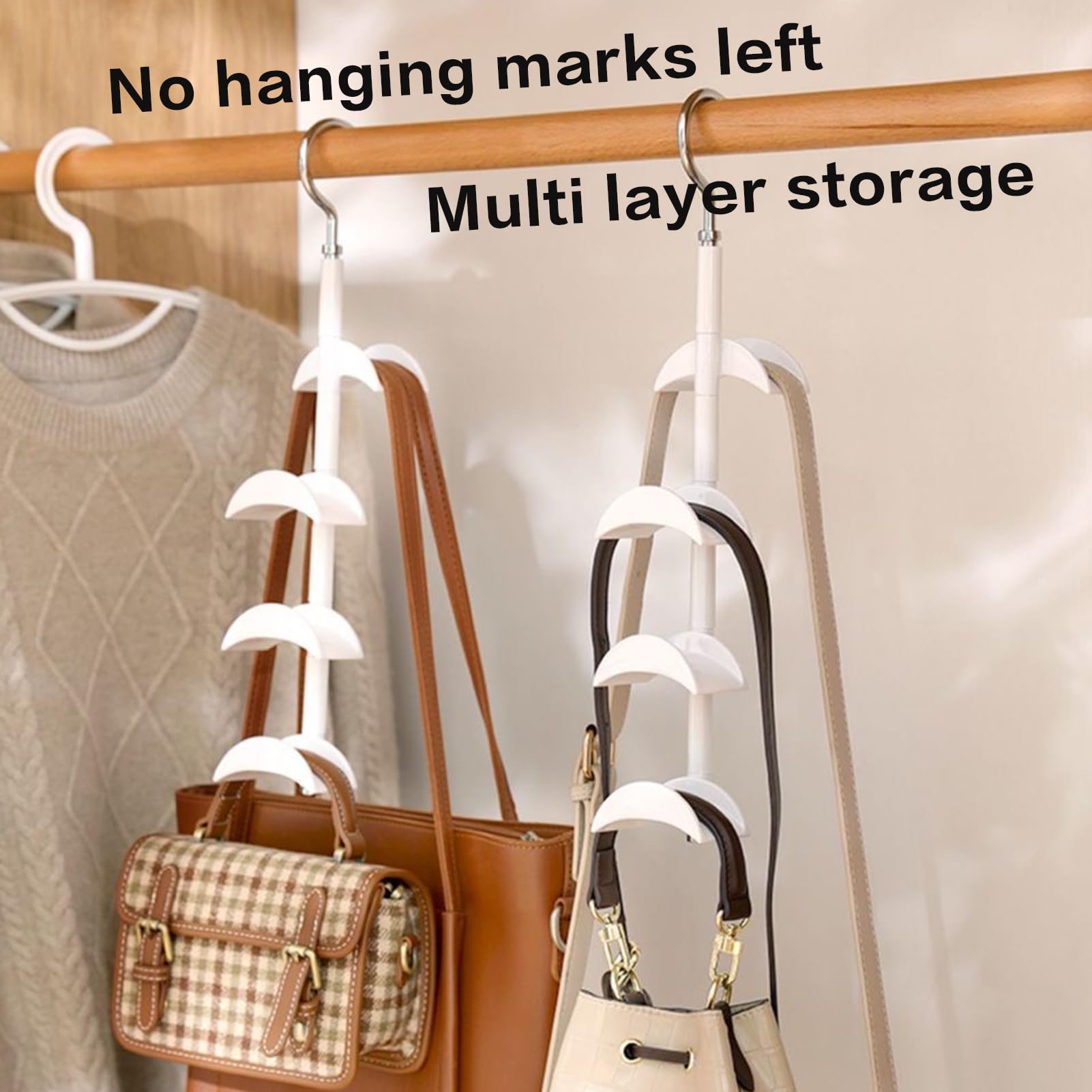 Purse Hanger-360 °Rotation,Hangers, Widened Arc - Not Afraid of Deformation of The Bag Hanger, Premium and Smooth Closet Purse Hanger,Handbag Hanger,Purse Hangers for Closet (White 1 Piece)