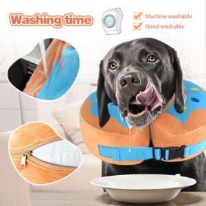 Dog Donut Cone Collar - Inflatable Dog Cone Recovery Adjustable Dog Donut Cone Collar for Dogs Dog Neck Donut Collar E Collar for Dogs Cats After Surgery-XL