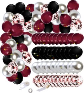 graduation decorations maroon black 2024/burgundy black graduation party decorations/maroon black balloons 60pcs burgundy black maroon birthday party decorations