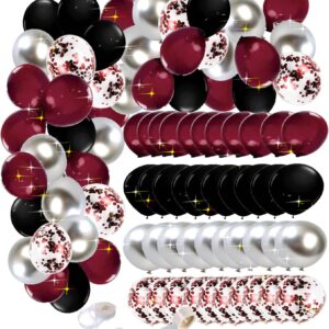 Graduation Decorations Maroon Black 2024/Burgundy Black Graduation Party Decorations/Maroon Black Balloons 60Pcs Burgundy Black Maroon Birthday Party Decorations