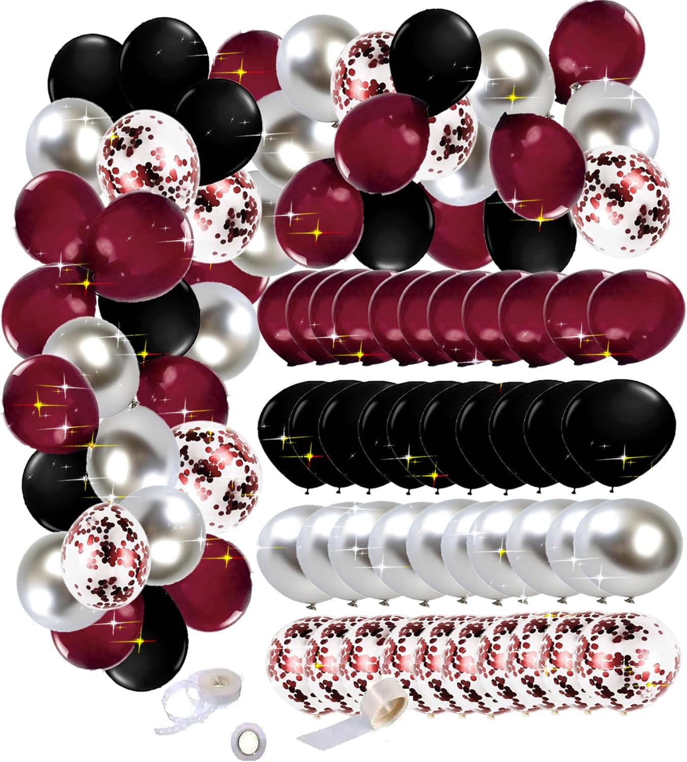 Graduation Decorations Maroon Black 2024/Burgundy Black Graduation Party Decorations/Maroon Black Balloons 60Pcs Burgundy Black Maroon Birthday Party Decorations