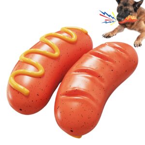 plnrlovely 1pcs dog chew squeaky toys for aggressive chewers,non-toxic tough durable interactive dog toys, puppy teeth chew sausage stick toy for medium large breed