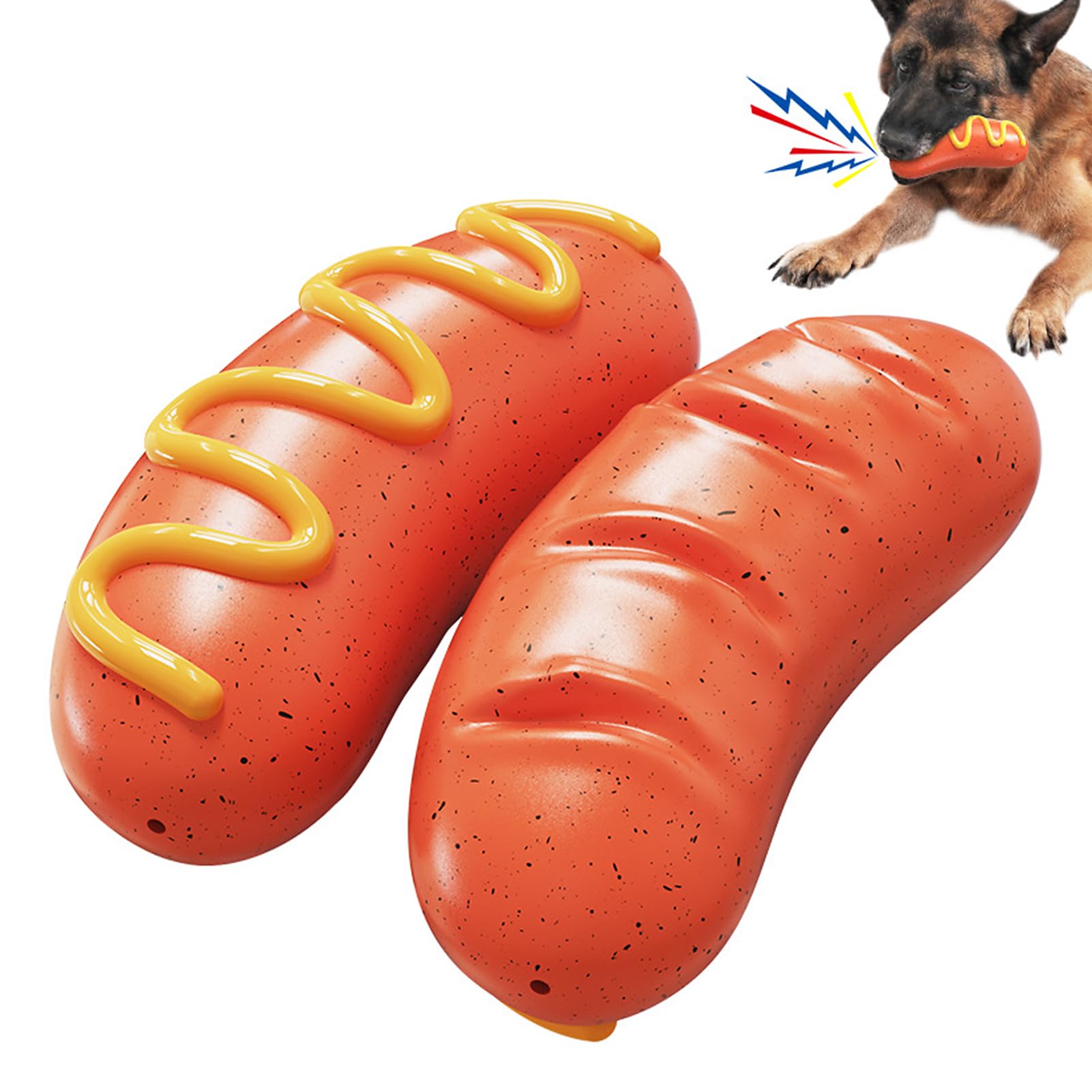 PLNRLOVELY 1PCS Dog Chew Squeaky Toys for Aggressive Chewers,Non-Toxic Tough Durable Interactive Dog Toys, Puppy Teeth Chew Sausage Stick Toy for Medium Large Breed