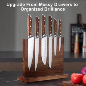 Magnetic Knife Holder - KUCHEASY Double Sided Magnetic Knife Block Without Knives - Wooden Universal Knife Stand Strong Enhanced Magnets -Knife Display Rack for Kitchen Counter Multifunctional Storage