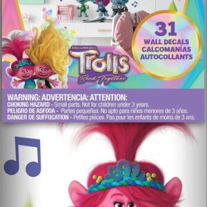 DreamWorks Trolls 3 Band Together with Glitter Wall Decal by RoomMates, RMK5435SCS