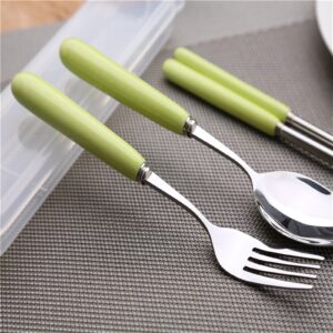 SENIDIKE Cute Silverware Set, Candy Ceramic Handle Dinnerware Set Flatware Kitchen Accessories Camping Travel Sets Fork Spoon Chopstick Portable Cutlery Sets with Case Yellow Red Blue Black Pink Green