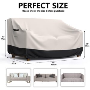 Niminex Outdoor Couch Cover Waterproof- 600D Heavy Duty 2 - Seater Outdoor Sofa Cover, Double-Stitched,Windproof And Tear-Resistant Patio Furniture Covers, Outdoor Furniture Cover 60x34x30 Inch