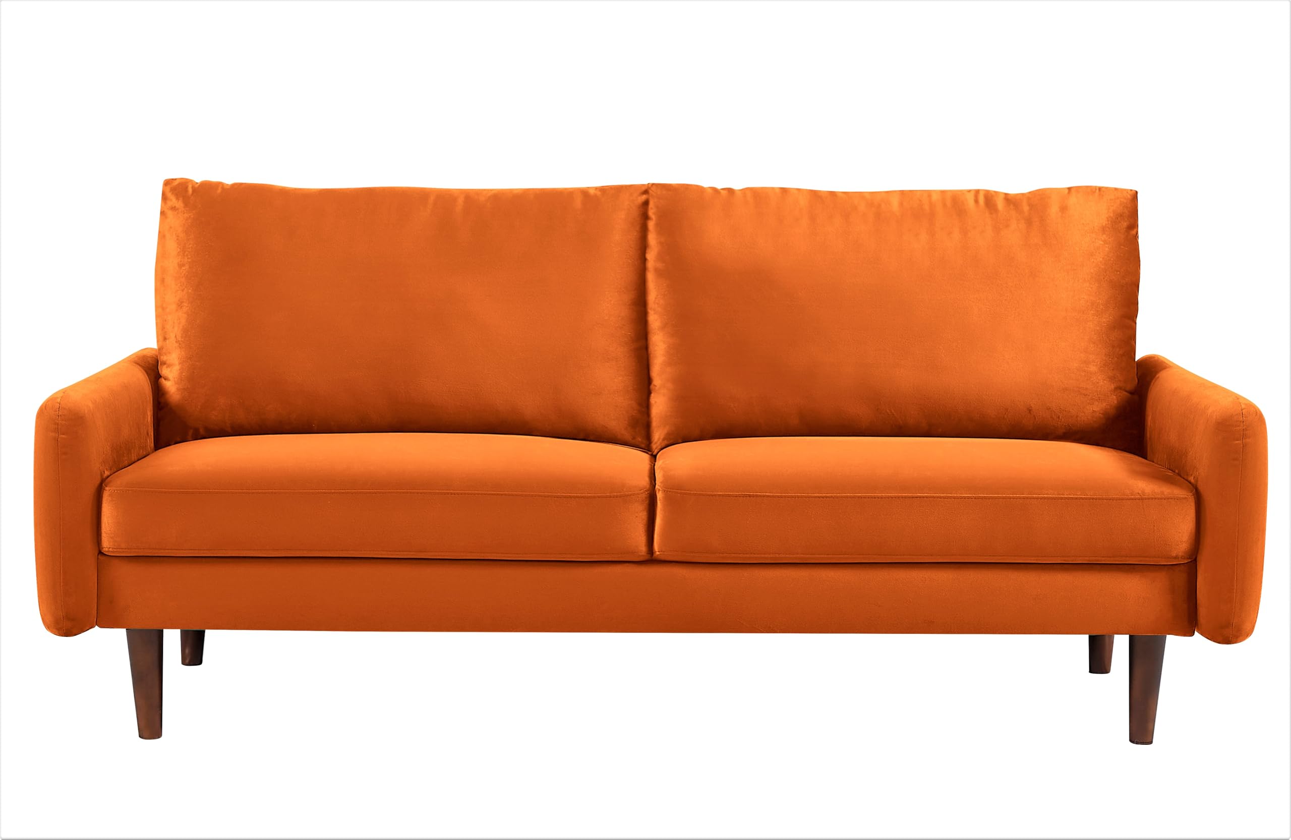 US Pride Furniture Kent Modern Velvet Sofa, Comfortable 3 Seater Couch for Living Rooms and Small Spaces, Ideal Studio Apartment Furniture with Sleek Design, Orange