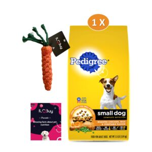 ILC Buy Small Dog Dry Food Bundle | Includes 1 Bag of Dry Adult Small Breed Chicken, Rice & Vegetables Flavor (3.5 LB)| Plus Carrot Dog Toy and a Booklet