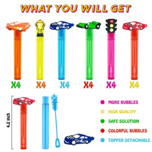 uoyoi Race Car Party Favors,24Pcs Race Car Bubble Wands for Kids,Cool Bubble Wand for Race Car Birthday Party Supplies,Classroom Prizes Pinata Goodie Bag Stuffers Gifts