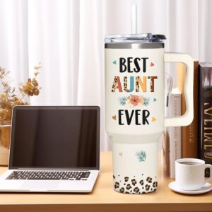 AT2Z GLOBAL Gifts for Aunt, Auntie Gifts - Aunt Gifts from Niece, Nephew - Christmas Gifts for Aunt,Birthday Gift, Mothers Day Gifts for Auntie - Gifts for New Aunt - 40oz Tumbler With Handle & Straw