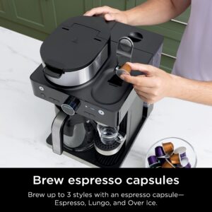 Ninja Espresso & Coffee Barista System, Single-Serve Coffee & Nespresso Capsule Compatible, 12-Cup Carafe, Built-in Frother, Black and Stainless Steel, CFN601C (Canadian Version)