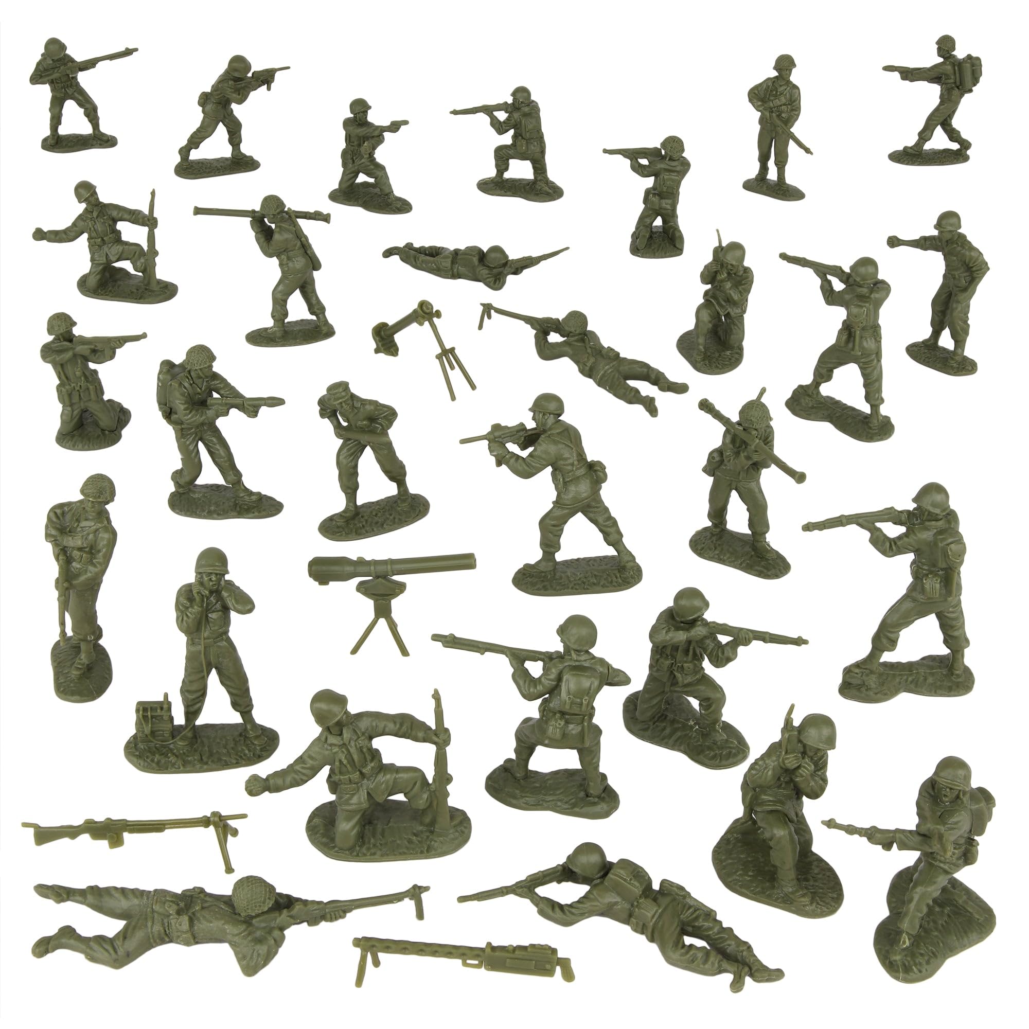 BMC CTS WW2 US Infantry Plastic Army Men - 33pc OD Green 1:32 Soldier Figures