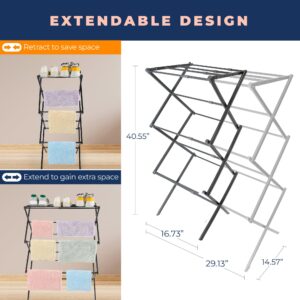 happhom Clothes Drying Rack, Foldable Drying Rack Clothing, Laundry Drying Rack, Expandable and Collabsible Drying Rack, Free-Standing Large Clothes Dryer, Space Saving Indoor&Outdoor, Silver