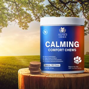 ALFIE'S CHOICE Dog Calming Chews - Dog Anxiety Relief Stress & Separation Support - Pet Hemp Calming Chews for Dogs All Breeds - Calming Dog Treats Soft Chews - 12 oz, Appx 160 Count