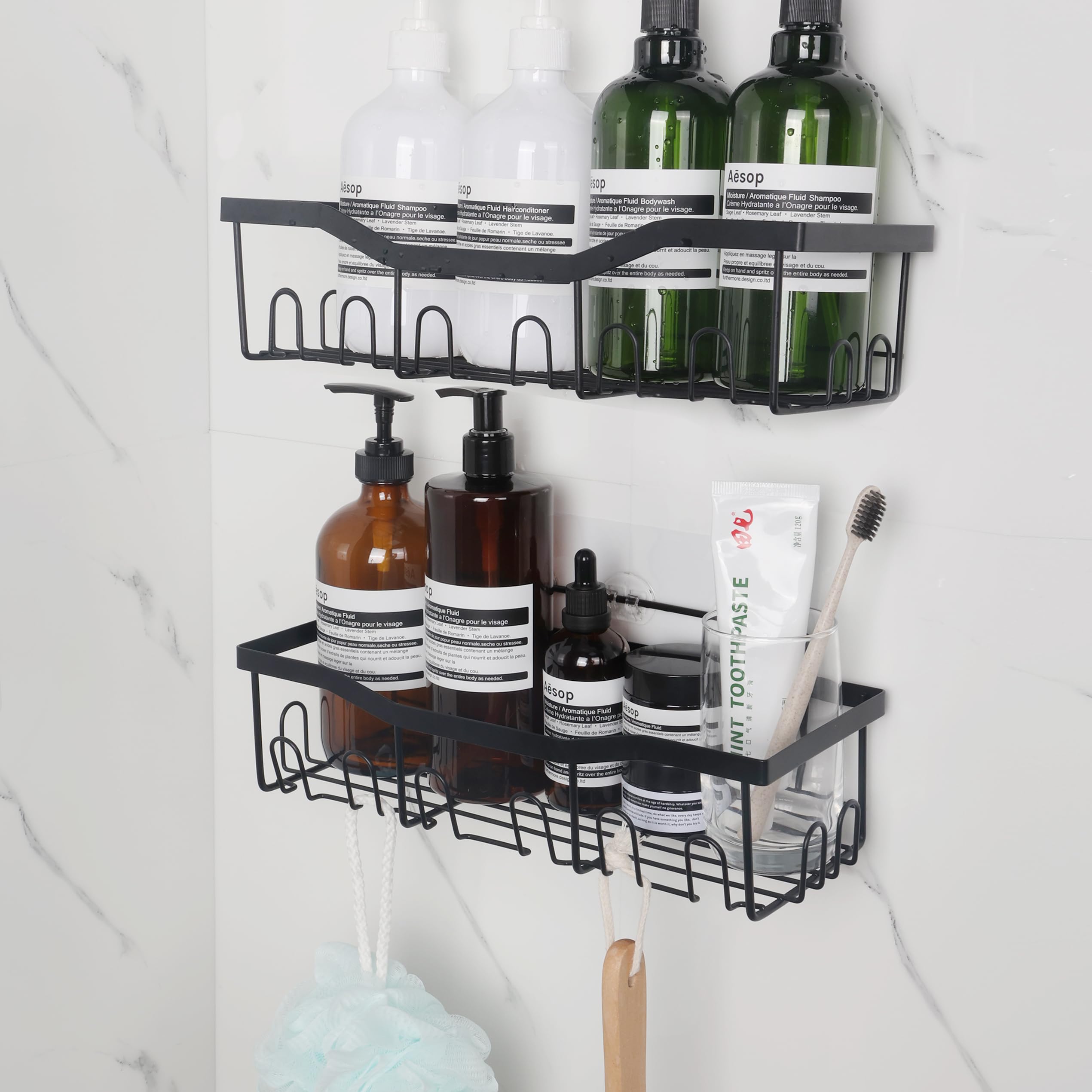 senzibser Show Caddy.Shower Shelves Black Shower Shelves for Inside Shower.NO Driling Easy Installation shower shelf shower [2-Pack]