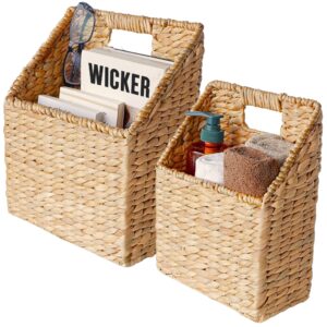 chi an home wicker hanging storage baskets, set of 2 hanging wall baskets, mail baskets for wall, hanging baskets for organizing files, books, accessories