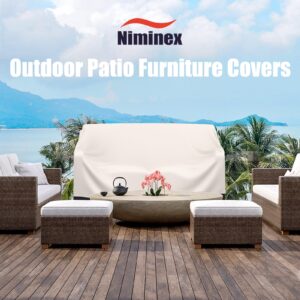 Niminex Outdoor Couch Cover Waterproof- 600D Heavy Duty 2 - Seater Outdoor Sofa Cover, Double-Stitched,Windproof And Tear-Resistant Patio Furniture Covers, Outdoor Furniture Cover 60x34x30 Inch