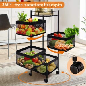 4 Tier 360 Degree Rotating Metal Vegatable Storage Rack w/Swing Out Shelves