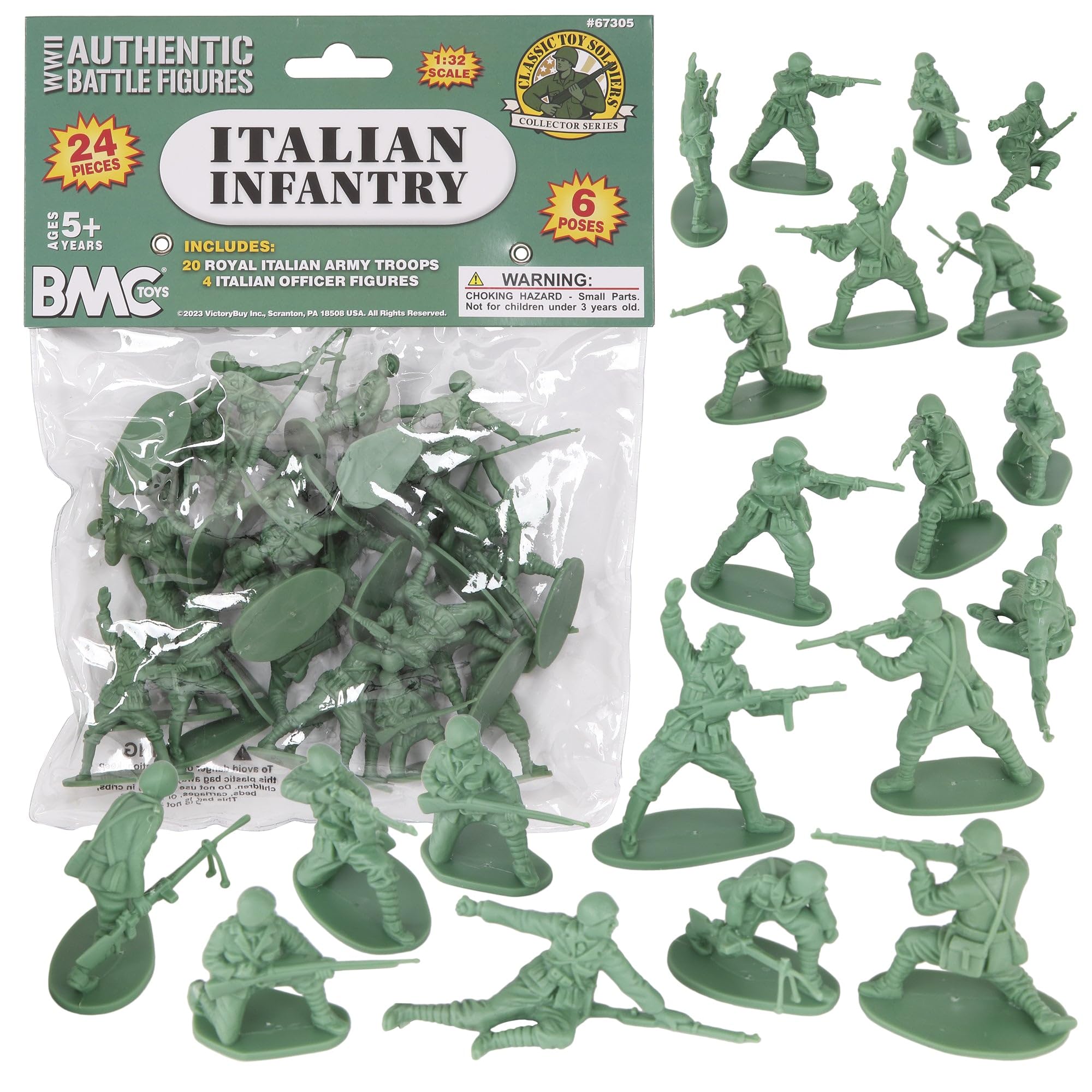 BMC CTS WW2 Italian Plastic Army Men - 24pc Gray-Green Italy Soldier Figures